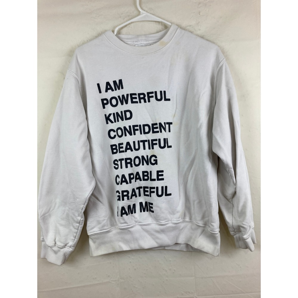 Anine Bing Sweatshirt Womens Small White Affirmation Graphic Pullover